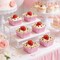 50 Pcs Mini Cake Pans with Lids and Spoons Aluminum Foil Mini Square Baking Cups with Lids Disposable Ramekins Cake Pans Dessert Cups for Wedding Mothers Day Gifts Party Favors(Pink,5oz)